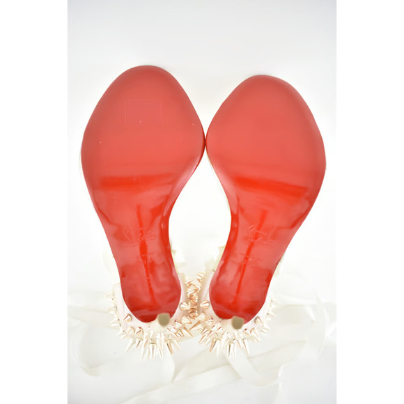 Christian Louboutin Barbarissima 100 Nude Gold PVC Lace Up Sandal Heel Pump 35.5 - Picture 12 of 12